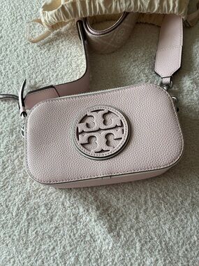 Tory Burch Pink Pebbled Leather Crossbody Bag